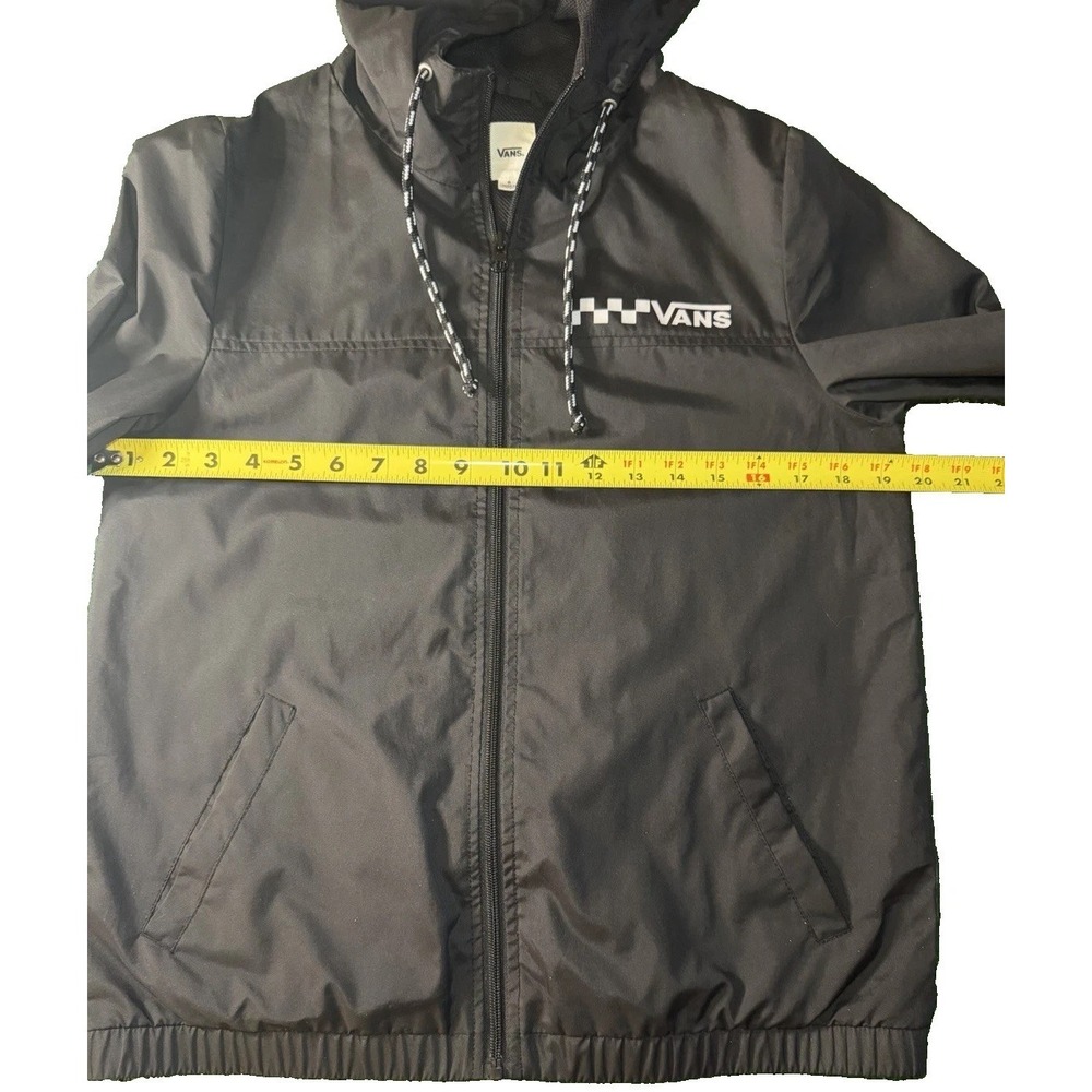 Vans "Off The Wall" Black Windbreaker Size Small Full Zip Hoodie Retro - Picture 4 of 6